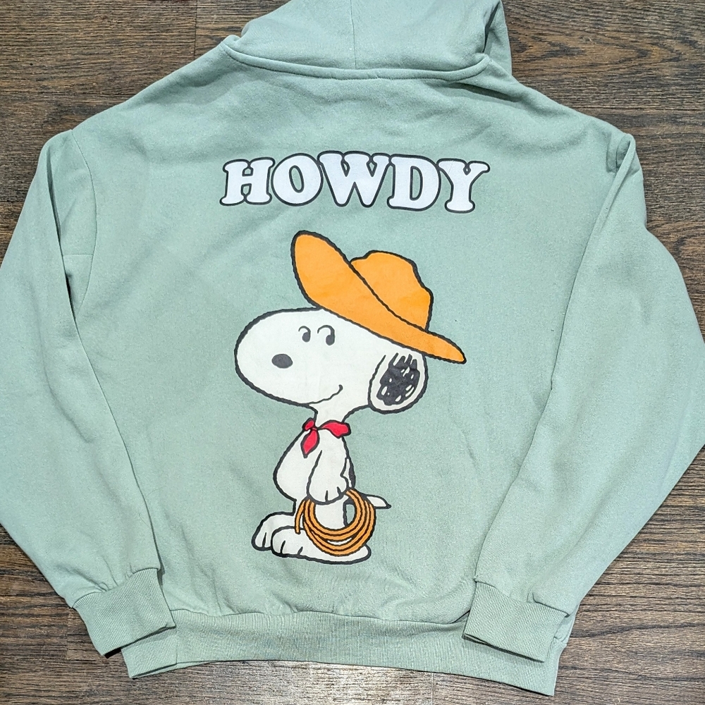 NEW Large Peanuts Snoopy Cowboy HOWDY Hoodie Hooded Sweatshirt